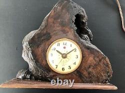 Vintage Redwood Burl General Electric Alarm Clock Works Valuable Wood