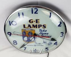 Vintage Telechron G-E General Electric Lamps Light Bulb Advertising Clock Sign