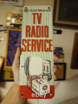 Vintage Tv Radio Service Porcelain Enamel Power Company Ad Sign General Electric