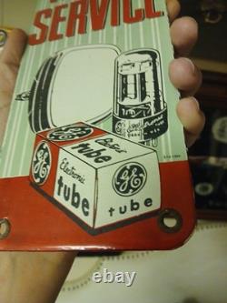 Vintage Tv Radio Service Porcelain Enamel Power Company Ad Sign General Electric