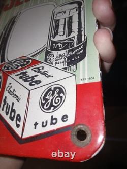Vintage Tv Radio Service Porcelain Enamel Power Company Ad Sign General Electric