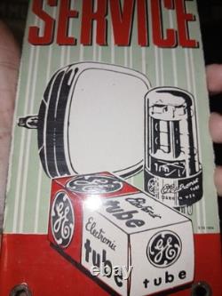 Vintage Tv Radio Service Porcelain Enamel Power Company Ad Sign General Electric