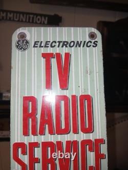 Vintage Tv Radio Service Porcelain Enamel Power Company Ad Sign General Electric