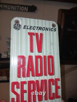 Vintage Tv Radio Service Porcelain Enamel Power Company Ad Sign General Electric