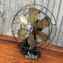 Vintage WORKING 13 General Electric FAN Oscillating 3 Speed Brass Blade Cage