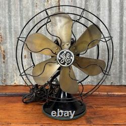 Vintage WORKING 13 General Electric FAN Oscillating 3 Speed Brass Blade Cage