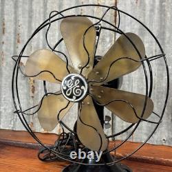 Vintage WORKING 13 General Electric FAN Oscillating 3 Speed Brass Blade Cage