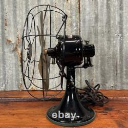 Vintage WORKING 13 General Electric FAN Oscillating 3 Speed Brass Blade Cage