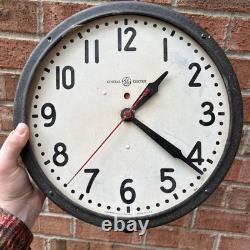 Vintage WORKING General Electric 17.5 School House Wall Clock No Glass As Is