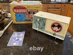 Vintage Wdp Mickey Mouse Youth Clock Radio In Rare Orig Box General Electric
