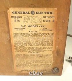Vintage Working GE GENERAL ELECTRIC # 321 Mid Century Modern WOOD TABLE RADIO