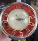 Vintage Working General Electric Telechron 2h45 Red/chrome Wall Clock Mcm