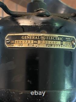 Vintage ca. 1940 GE No. 49X723 Quiet Blade Oscillating 10 Desk Fan Working