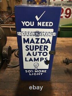 Vintage porcelain cabinet sign Mazda Super Auto Lamp General Electric