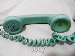 Vtg Bell System General Electric Rotary Dial Wall PhoneTurquoise Blue 554 A/B
