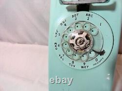 Vtg Bell System General Electric Rotary Dial Wall PhoneTurquoise Blue 554 A/B