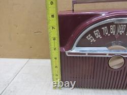 Vtg Burgundy Maroon Bakelite Ge Model 610 Vacuum Tube Type Am Radio Portable