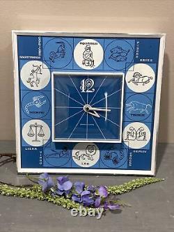 Vtg GE General Electric Zodiac Astrology Clock Wall Hanging Mid Century 12x12