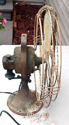 Vtg GEGeneral Electric BRASS 4 Blade Parlor 16 OSCILLATING ADJUSTABLE, RUNS