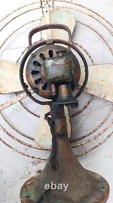 Vtg GEGeneral Electric BRASS 4 Blade Parlor 16 OSCILLATING ADJUSTABLE, RUNS