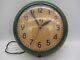 Vtg General Electric Round Wall Electric Clock Green Metal Case Model 1f408