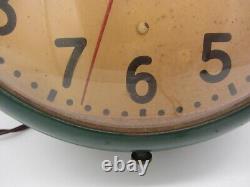 Vtg General Electric Round Wall Electric Clock Green Metal Case Model 1F408