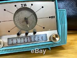 Vtg General Electric Turquoise Blue Radio 1958 Alarm Clock 50s