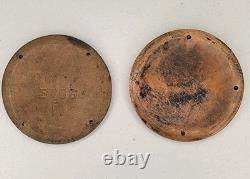 Vtg Lot Of 2 GE Metal Badge Emblem General Electric Machine Plaque 3.5 Inches