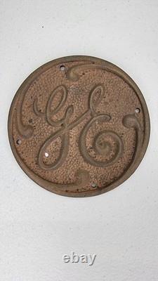 Vtg Lot Of 2 GE Metal Badge Emblem General Electric Machine Plaque 3.5 Inches