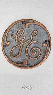 Vtg Lot Of 2 GE Metal Badge Emblem General Electric Machine Plaque 3.5 Inches