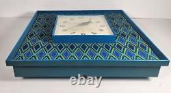 Vtg Mid Century General Electric Model 2548 Blue Patterned Wall Clock Works