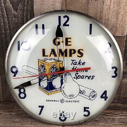 Vtg Telechron G. E. General Electric Lamp Light Bulb Advertising Wall Clock Works