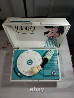 Walt Disney Mickey Mouse Record player Vintage 70s GE General Electric WORKS