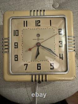 Yellow VINTAGE TELECHRON / GE GENERAL ELECTRIC WALL CLOCK FULLY SERVICED WORKS