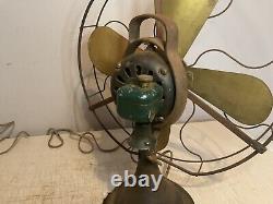 16 Pales en Laiton Antique Ge de Ventilateur Général Électrique Oscillant en Fonte