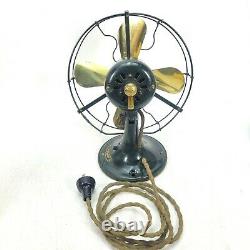 1920 Vintage Antique General Electric Whiz 9 Fan Ge Brass Blade Works Voir VID