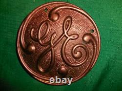 1vintage General Electric Ge Emblem Brass 4 3/8 Plaque Pce Lourde Non Magnétique