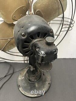 ANTIQUE Ancien Ventilateur Oscillant à 4 Lames Carrées GENERAL ELECTRIC GE Fonctionne