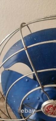 Ancien ventilateur vintage GE General Electric inclinable Vortalex de bureau 3 vitesses FM12V43 FONCTIONNE