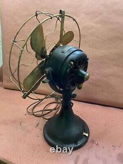 Antique 1901 12 Général Electric Brass Cage Fan en bon état d'origine