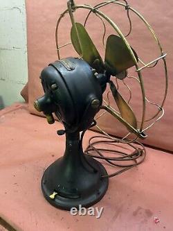 Antique 1901 12 Général Electric Brass Cage Fan en bon état d'origine