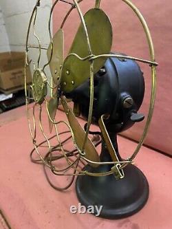 Antique 1901 12 Général Electric Brass Cage Fan en bon état d'origine