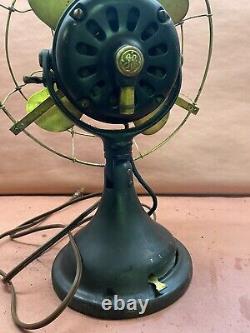 Antique 1901 12 Général Electric Brass Cage Fan en bon état d'origine