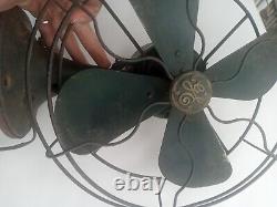 Antique Dark Green General Electric Ge Vintage Old Fan 9 Petit Bureau Fonctionne
