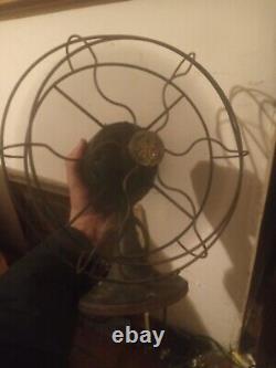 Antique Dark Green General Electric Ge Vintage Old Fan 9 Petit Bureau Fonctionne