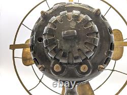 Antique Ge General Electric 86704 Lame D'éventail En Laiton 13d Cage Black Iron Base Rare