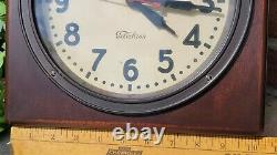 Antique Ge General Electric Telechron Horloge Murale Mohogany Frame Visage En Verre