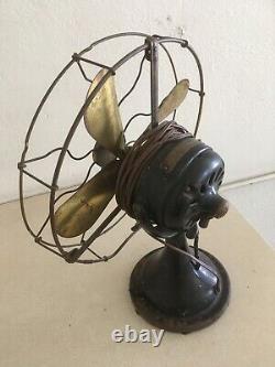 Antique Ge Ventilateur Électrique Général 4 Lames En Laiton Vintage 995072 Travail