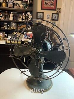 Antique General Electric Form Ani Cat 75423 3 Ventilateur De Bureau D'oscillation De Vitesse