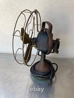 Antique General Electric Ge 13 Ventilateur D'oscillation De La Lame En Laiton Np16652 Aou Ad1